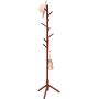 LANGRIA Rubber Wood Coat Rack Stand Hat Hanger Tree Holder, Clothes Organizer with Tripod Base for Hallway Entryway Room Home Office, for Jackets Hats Bags Umbrella (8 Hooks, Coffee Color)