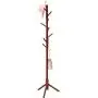 LANGRIA Rubber Wood Coat Rack Stand Hat Hanger Tree Holder, Clothes Organizer with Tripod Base for Hallway Entryway Room Home Office, for Jackets Hats Bags Umbrella (8 Hooks, Coffee Color)
