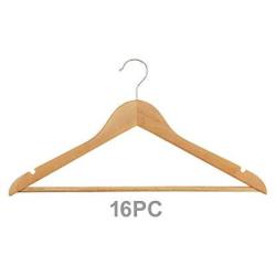 THE UM24 Natural Wood Cloth Suit Hangers - 16 Pack