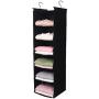 MAX Houser 6 Tier Shelf Hanging Closet Organizer, Cloth Hanging Shelf with 2 Sturdy Hooks,for Storage,Foldable (Black)