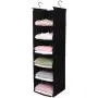 MAX Houser 6 Tier Shelf Hanging Closet Organizer, Cloth Hanging Shelf with 2 Sturdy Hooks,for Storage,Foldable (Black)