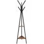 SONGMICS Coat Rack Stand, Coat Tree, Hall Tree Free Standing, Industrial Style, with 2 Shelves, for Clothes, Hat, Bag, Black, Vintage URCR16BX