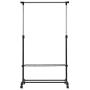 Safstar Adjustable Single Rod Garment Rack Rolling Hanging Rail Clothes Hanger Stand with Shoe Shelf