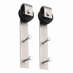 EaseLife Sliding Barn Door Hardware Hangers,J Shape,Brushed Nickle,2 Pcs