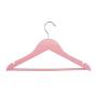 Harbour Housewares Wooden Children Clothes Kids Coat Hangers with Trouser Bar & Notches - Pastel Pink - Pack of 10