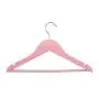 Harbour Housewares Wooden Children Clothes Kids Coat Hangers with Trouser Bar & Notches - Pastel Pink - Pack of 10