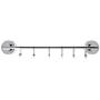 Saim Suction Cup Kitchen Rail with 6 Hooks Hanging Utensil Holder Rack Stainless Steel Towel Bar Organizer Wall Mounted Hanger on Glass Tile Door for Towel Coats Pot Pan Spoon
