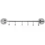 Saim Suction Cup Kitchen Rail with 6 Hooks Hanging Utensil Holder Rack Stainless Steel Towel Bar Organizer Wall Mounted Hanger on Glass Tile Door for Towel Coats Pot Pan Spoon