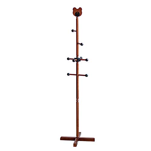 LYHOME Coat Rack Solid Wood Childrens Coat Rack Landing Cartoon Cute Hanger Simple Coat Rack Creative Hanger Bedroom Clothes Rack Save Space (Color : Brown)