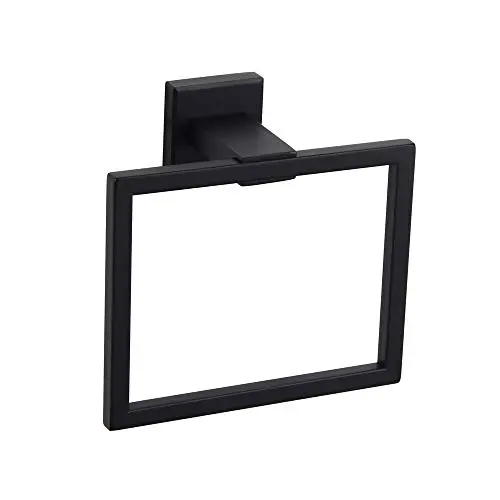 Modern Black Towel Holder SUS304 Stainless Steel Towel Hanger Towel Ring for Bathroom Lavatory Wall Mount Contemporary Style