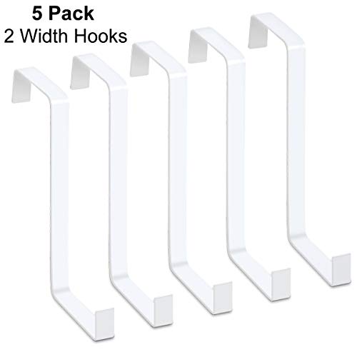 Over the Door Hook - Door Hanger Hooks Fit for Two Sized Doors Reversible Design Metal Door Towel Hooks for Bathroom, Bedroom, Coat, 5 Pcs, White
