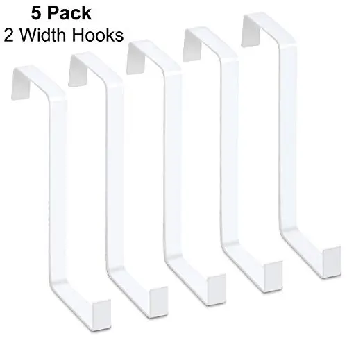 Over the Door Hook - Door Hanger Hooks Fit for Two Sized Doors Reversible Design Metal Door Towel Hooks for Bathroom, Bedroom, Coat, 5 Pcs, White Over the Door Hook - Door Hanger Hooks Fit for Two Sized Doors Reversible Design Metal Door Towel Hooks for Bathroom, Bedroom, Coat, 5 Pcs, White