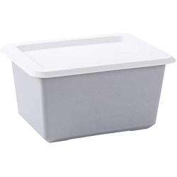 HOMELUNY Storage Boxes Organizer for Home Office Nursery Plastic Storage Boxes with Lid Large Clothes Toy Book Storage Boxes Grey