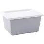 HOMELUNY Storage Boxes Organizer for Home Office Nursery Plastic Storage Boxes with Lid Large Clothes Toy Book Storage Boxes Grey