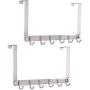 Dseap Over The Door Hook Hanger, Over The Door Towel Rack, for Coat Clothes Hat Towel Bathroom, Chromed, 2 Packs