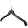 HANGERWORLD 10 Black 18inch Plastic Coat Jacket Clothes Garment Top Hangers with Non-Slip Arm Ridges
