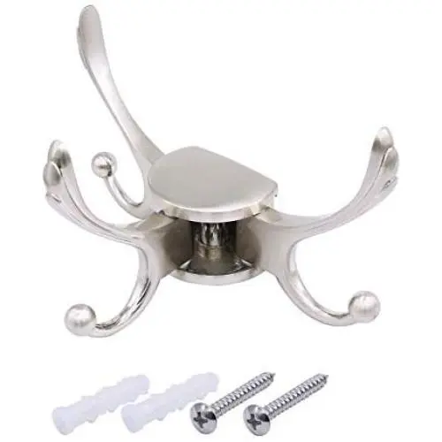 CERRXIAN Flexible Swivel Hook Wall Mounted Hanger Towel Clothes Hat Coat Bag European Style Vintage Multi Triple Hook for Bath Kitchen Garage Bedroom (White)