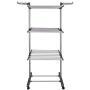 Wilbur Charley 3-Layer Portable Clothes Drying Rack Rolling Garment Clothing Rack Storage Shelf Organizer Clothes Hangers Folding Laundry Dryer Hanger for Indoor,Outdoor (Gray)