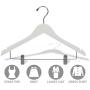 The Great American Hanger Company White Wooden Combo Hangers with Adjustable Cushion Clips, (Box of 50) Space Saving Flat 17 Inch Hanger with Chrome Swivel Hook & Notches