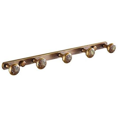 Rishx 5 Row Robe Hook Clothes Hook Wall-Mounted Towel Hanger Door Hook Bathroom Hardware Product Robe Hooks Antique Brass Finish