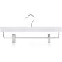 HANGERWORLD 25 White 14inch Wooden Clothes Coat Garment Closet Hangers with Adjustable Pants Skirt Clips