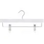 HANGERWORLD 25 White 14inch Wooden Clothes Coat Garment Closet Hangers with Adjustable Pants Skirt Clips