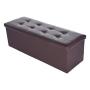 Ottoman Bench PU Leather Rectangular Folding Toy Storage Boxes Footstools Padded Seat for Living Room Bedroom 43 x 15 x 2 Inch Shipped from USA (Brown)