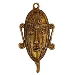 Indianshelf Handmade 1 Artistic Vintage Multicolor Brass Tribal Face Clothes Hooks Hangers/Wall Hooks for Kids