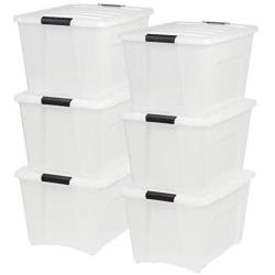IRIS USA, Inc TB-56D 53 Quart Stack & Pull Box, Multi-purpose Storage Bin, 6 Pack, Pearl