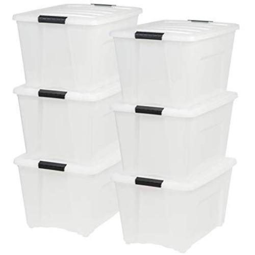 IRIS USA, Inc TB-56D 53 Quart Stack & Pull Box, Multi-purpose Storage Bin, 6 Pack, Pearl