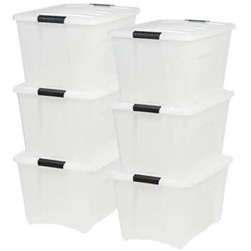 IRIS USA, Inc TB-56D 53 Quart Stack & Pull Box, Multi-purpose Storage Bin, 6 Pack, Pearl IRIS USA, Inc TB-56D 53 Quart Stack & Pull Box, Multi-purpose Storage Bin, 6 Pack, Pearl