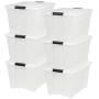 IRIS USA, Inc TB-56D 53 Quart Stack & Pull Box, Multi-purpose Storage Bin, 6 Pack, Pearl