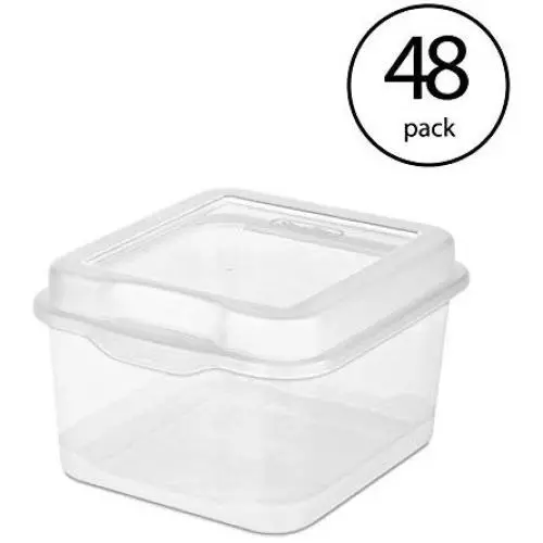 STERILITE 18038612 Plastic FlipTop Latching Storage Container, Clear (48 Pack)