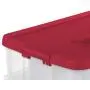 Sterilite 1427 Stack & Carry 2 Layer 24 Ornament Storage Box, Red Lid and Handle, See-through layers