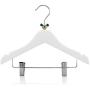 HANGERWORLD 18 White 11.8inch Kids Wooden Clip Coat Clothes Hangers with Mixed Colored Animal Head Design