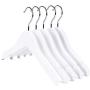 Nature Smile Kids Baby Children Toddler Wooden Shirt Coat Hangers with Notches and Anti-rust Chrome Hook Pack of 10 (White)