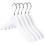 Nature Smile Kids Baby Children Toddler Wooden Shirt Coat Hangers with Notches and Anti-rust Chrome Hook Pack of 10 (White)