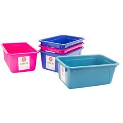 Storex Small Cubby Bin, Blue, Pink and Turquoise, 5-Pack