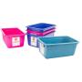 Storex Small Cubby Bin, Blue, Pink and Turquoise, 5-Pack