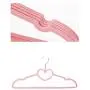 FuLov Non Slip Hangers, Pack of 10, Standard Clothing Adult Velvet Heart-Shaped, Notches 360 Degree Swivel Hook with Accessory Bar, for Heavy Coats, Jackets, Office Suits,Undergarments,Pink