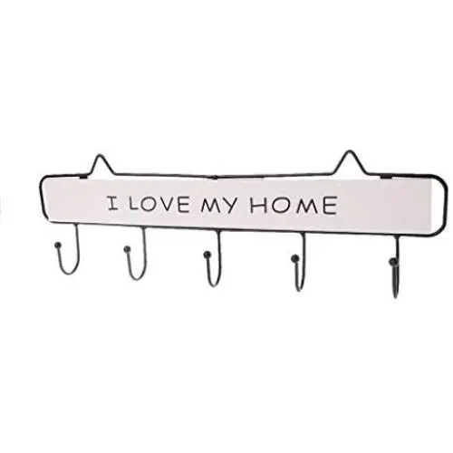 RUZYY Wall Mounted Clothes Hanger 5 Hooks Hat Key Holder Laundry Coat Rack Hanging Storage Shelf for Home - White RUZYY Wall Mounted Clothes Hanger 5 Hooks Hat Key Holder Laundry Coat Rack Hanging Storage Shelf for Home - White