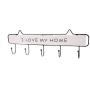 RUZYY Wall Mounted Clothes Hanger 5 Hooks Hat Key Holder Laundry Coat Rack Hanging Storage Shelf for Home - White