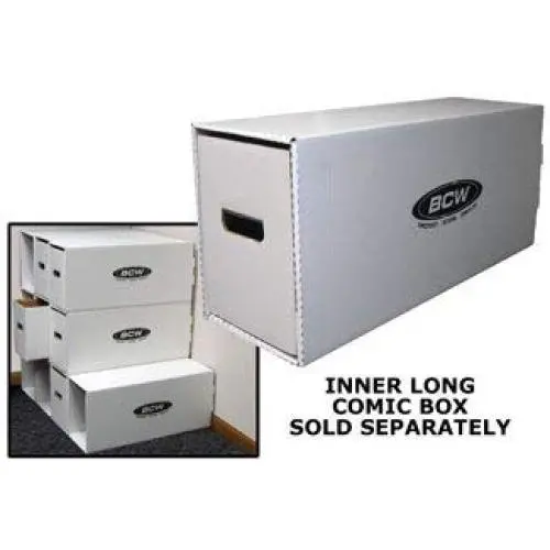 BCW Long Comic Book Storage Boxes House & Long Comic Cardboard Storage Boxes (2 of EACH) Corrugated Cardboard Storage Boxes - Comic Book Collecting Supplies