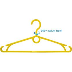 Premium Quality Ultra Slim Stylish Standard Plastic Clothes Hangers - 360 Swivel Hook - Strong Durable - Super Space Saving - Perfect for Shirts Pants Suits Dresses - Set of 20 - Yellow