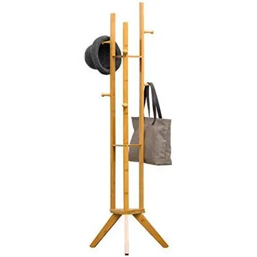Zhouminli Household Products 167cm Wooden Coat Rack Stand 6 Bold Hooks Clothes Stand Tree Stylish Wooden Hat Coat Rail Stand Rack Clothes Jacket Storage Hanger Organiser for Homes