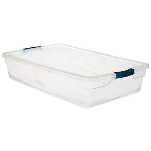 Rubbermaid Cleverstore Clear 41 QT Pack of 6 Stackable Plastic Storage Containers with Durable Latching Clear Lids Rubbermaid Cleverstore Clear 41 QT Pack of 6 Stackable Plastic Storage Containers with Durable Latching Clear Lids