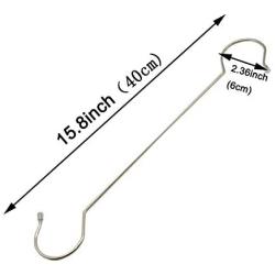 Maydahui 5PCS Extra Long 16 inch S Shaped Hooks Stainless Steel Large Size Silver Hanger for Bird Feeder, Plant Hanger, Tree Branch Hook, Clothes, Outdoor Lights