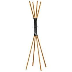 SLH Solid Wood Coat Rack Floor Bedroom Hangers European Style Simple Clothes Rack Simple Wrought Iron Floor Racks (Color : White)