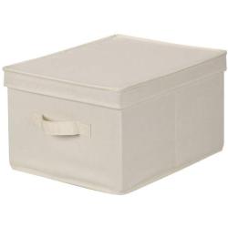 Household Essentials 113 Storage Boxes with Lid and Handle - Natural Beige Canvas - Large