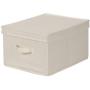 Household Essentials 113 Storage Boxes with Lid and Handle - Natural Beige Canvas - Large
